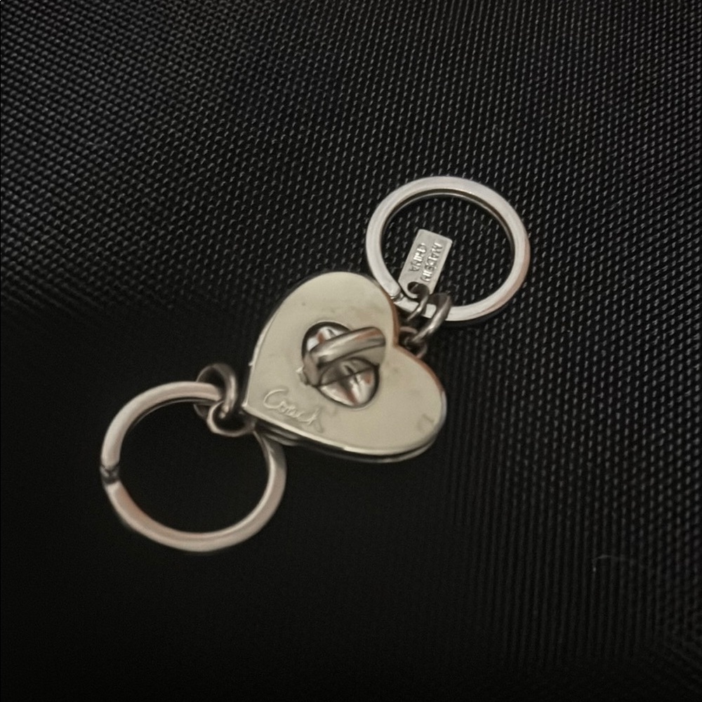 Coach Silver Heart Keychain